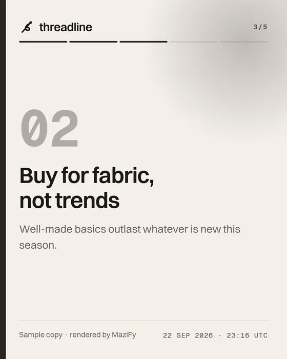 Slide 3: Buy for fabric, not trends.