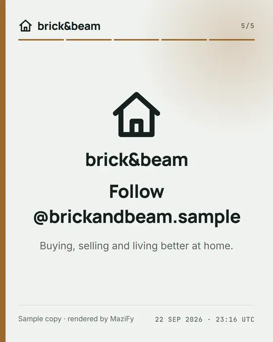 Slide 5: Follow @brickandbeam.sample.