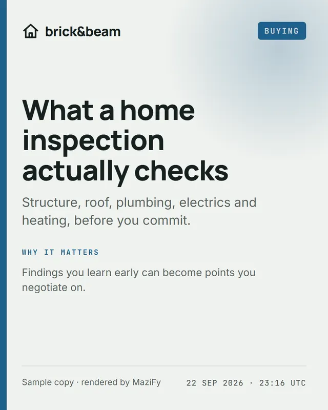 Sample real estate post: What a home inspection actually checks.