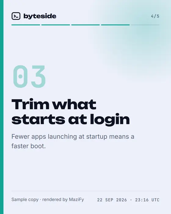 Slide 4: Trim what starts at login.